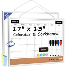 Calendar Whiteboard Monthly Dry Erase Calendar for Wall, 17"x13" Double-Sided...