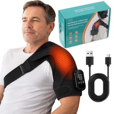 Cordless Shoulder Massager Pain Relief with 3 Vibration Modes, 3 Heating Levels