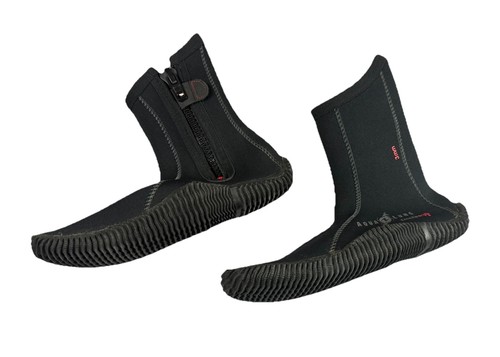 AQUALUNG Echozip Ergo 3mm Dive Boots US 10 Black Neoprene Zip Scuba Booties