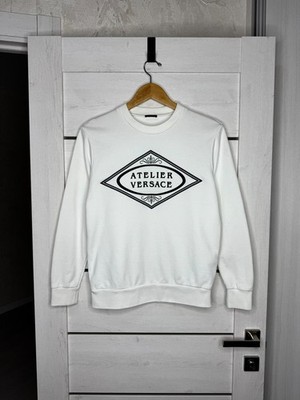 Versace Atelier Women's White Sweatshirt Size 38 Diamond Logo Authentic Crewneck