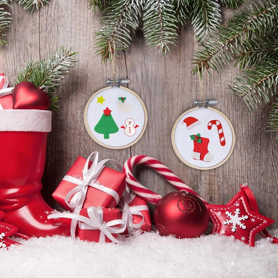 20 Pieces 3 Inch Embroidery Hoops Christmas Round Wooden Circle Cross Stitch ... - Image 4 of 4