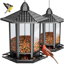 Bird Feeders Outdoor Hanging Retro Pagoda Design 2 Pack Bird Seed Feeder