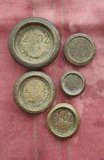 Small Vintage Brass Scale Weights x5