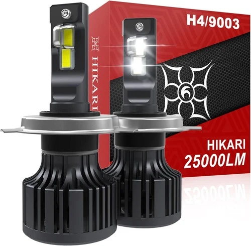 Hikari 2025 25000LM H4 9003 Dual Beam LED Bulbs Fog Light 45W Upgraded Core
