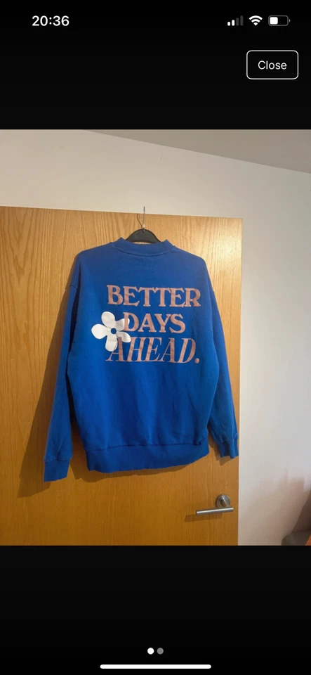 ASOS Design oversized sweatshirt with wellness puff print slogan jumper blue  - Image 3 of 4