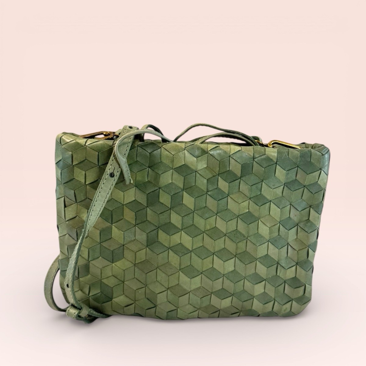MADEWELL The Puff Crossbody Bag Woven Leather Edition in Chocolate