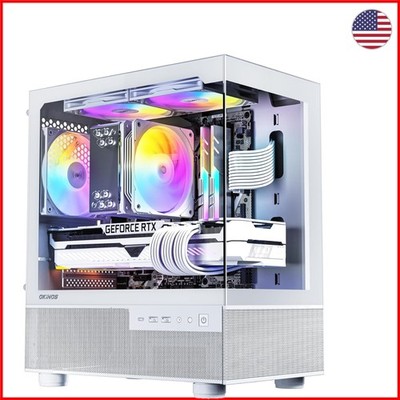 Aqua 3 White Micro ATX Gaming Case with 3 ARGB Fans and Easy Clean Dust Filters