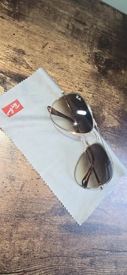 Ray-Ban RB3689 Aviator Metal II Pilot Sunglasses Gold Brown Gradient Glass