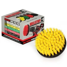 Yellow Medium Drill Brush - Power Scrubbing Brush Drill Attachment with 1/4 QC