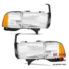 2PCS Chrome Headlight For 1994 1995 1996 1997 1998 1999 2000 2001 Dodge Ram