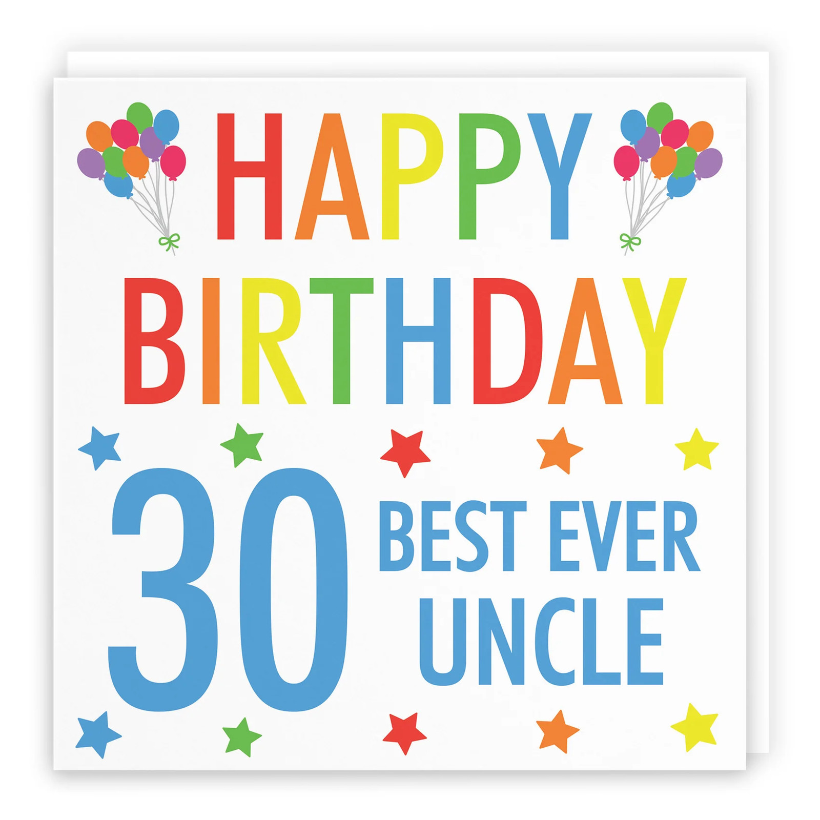 30th Uncle Birthday Card Colourful