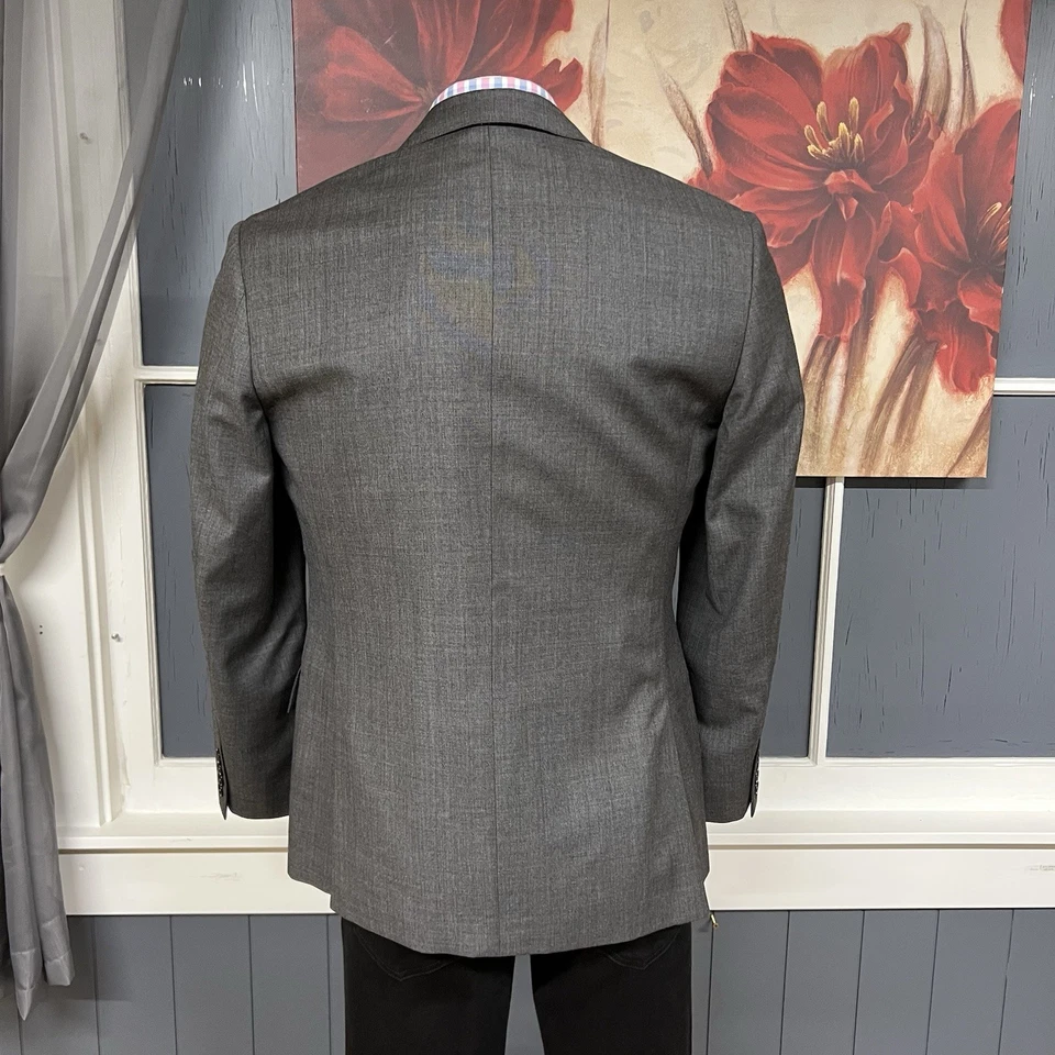 J Crew Ludlow Blazer Terno Jaqueta Casaco Esportivo Masculino 40S Curto Lã Cinza - Imagem 3 de 4