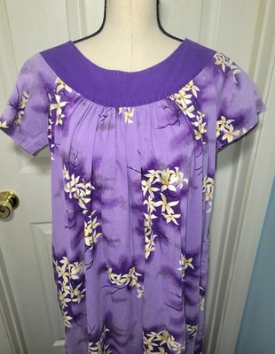 Vintage 1960s Paradise Hawaii Muumuu Purple Floral Made In Honolulu Tropical XL