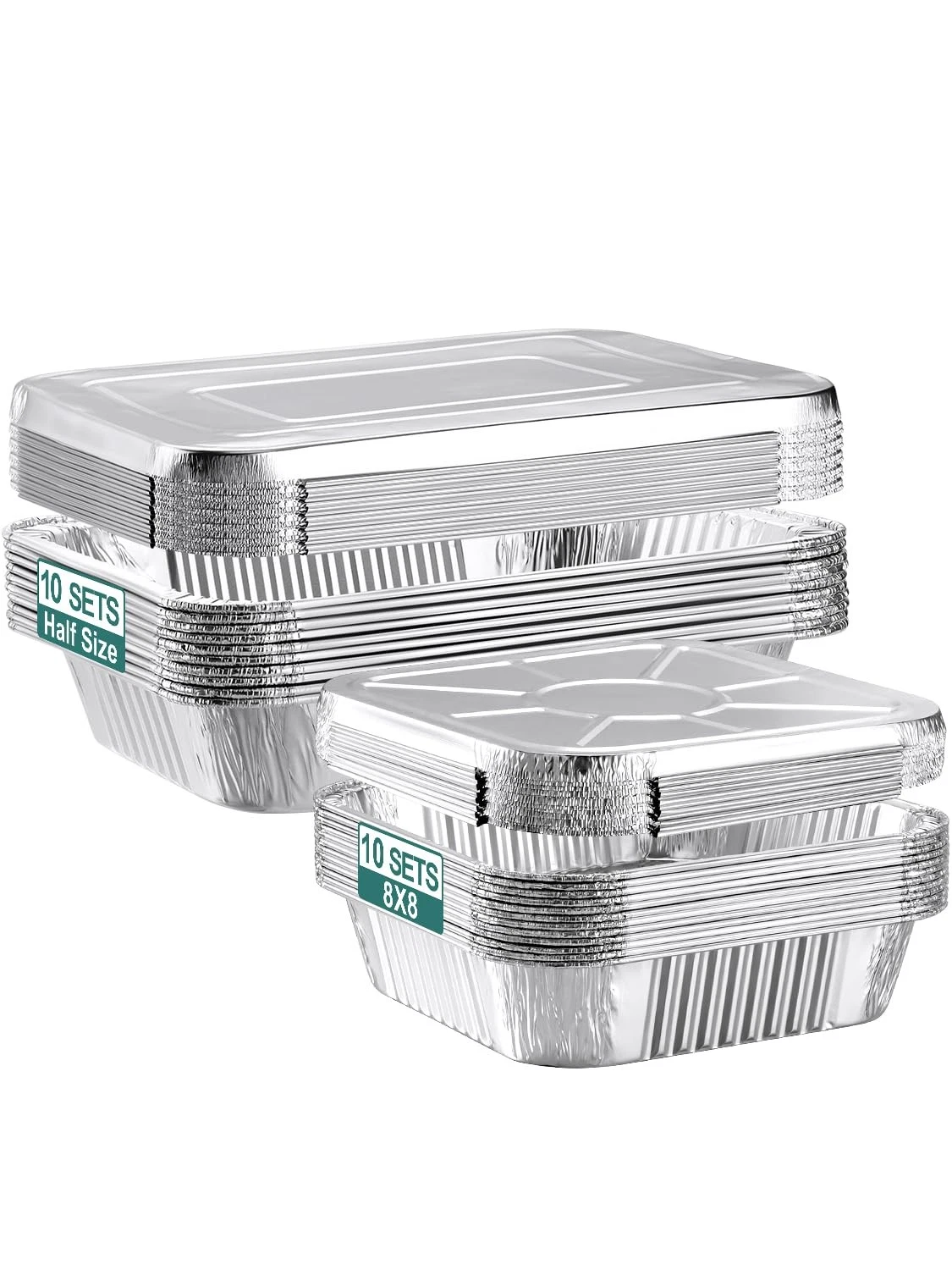20 Set Disposable Aluminum Pans with Lids Assorted Sizes - 10 Large 10.25x12 ...