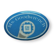 Vintage Ms. Goodwrench Pinback Button, GM General Motors Promo 2.75" Oval 1980s