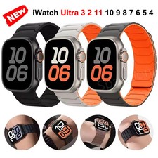 Magnetic Silicone Band For Apple Watch Ultra 3 2 49mm S11 10 42/46mm 9 8 7 6 5 4