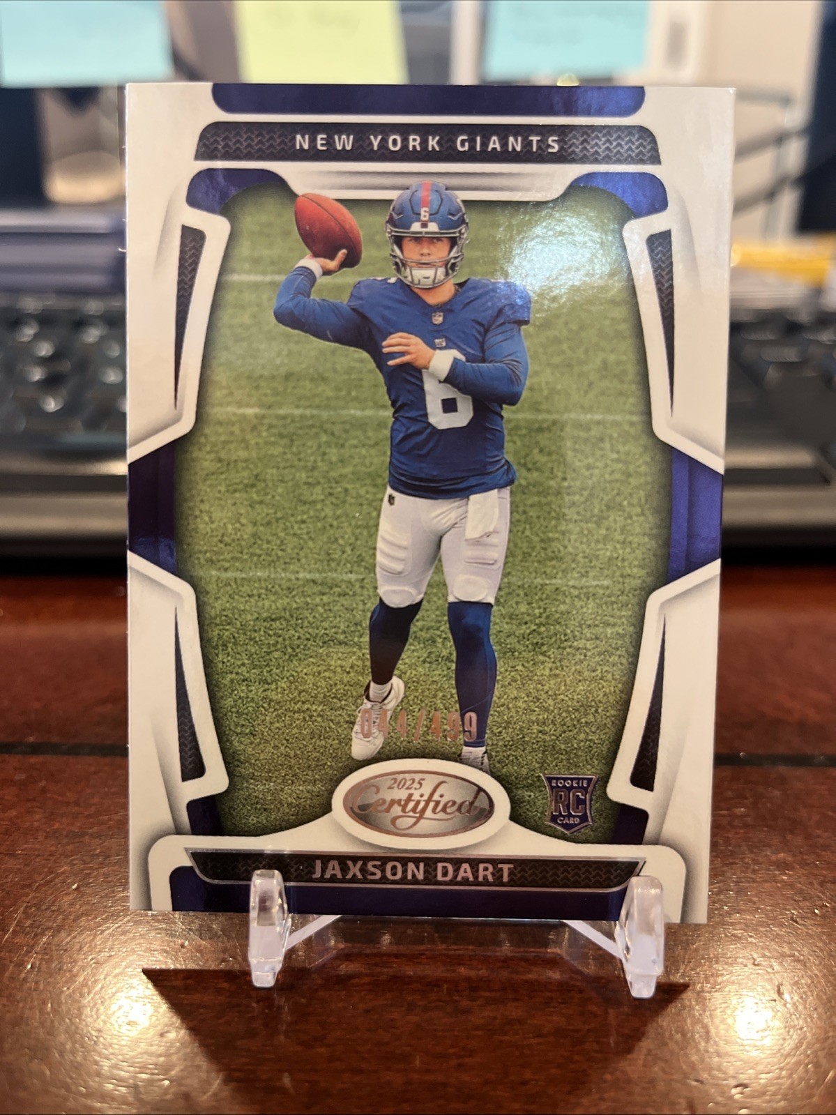 2025 Panini Certified Jaxson Dart RC #’d /499 SP New York Giants No. 150