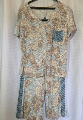 #ad LIVE WELL Sleep Paisley Pajama Set Womens Size Small Medium $20.00