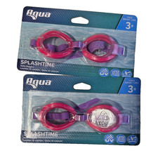 Aqua SplashTime Kids Swim Goggles Lot of 2 Pairs 3 UV Latex Free Open Box Pink