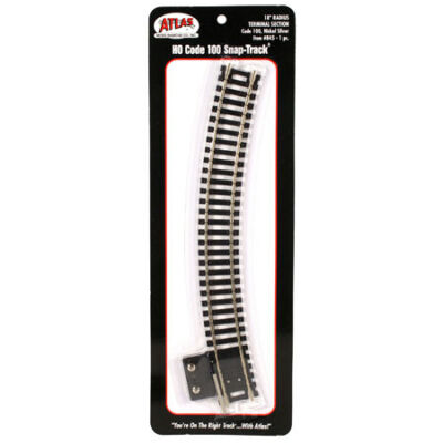 Atlas 845 HO-Scale Code-100 18'' Radius Curve Terminal Track Nickel Silver, Black