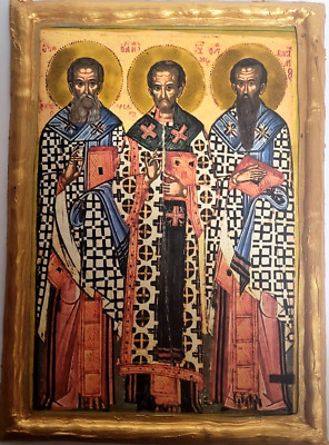 Three Holy Hierarch Saints Gregory St John St Basil Greek Eastern Orthodox Icon