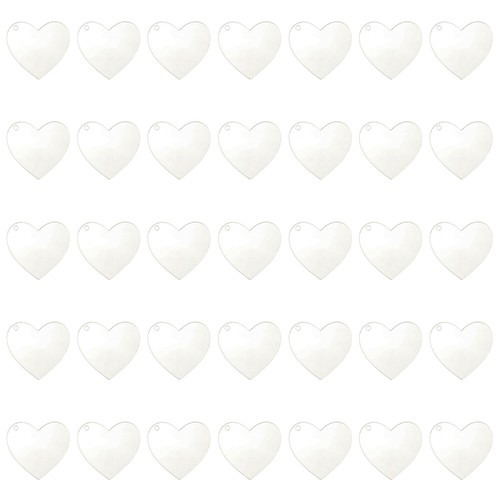 60Pcs Blank Keychains Clear Photo Keychain Acrylic Heart Charms