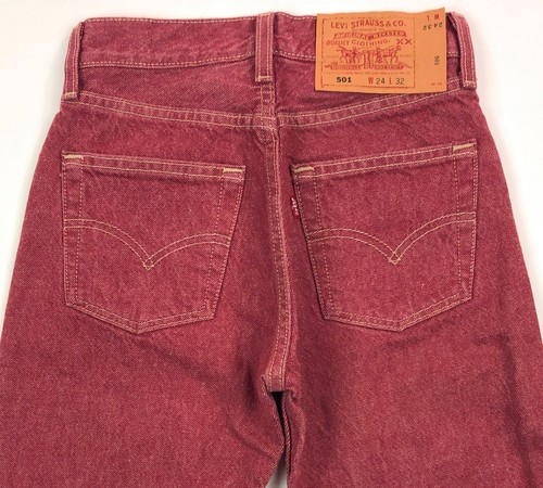 Levis 501 For Women 24x32 Red Jeans Vintage Button Fly Straight Leg Made In USA - Picture 9 of 10