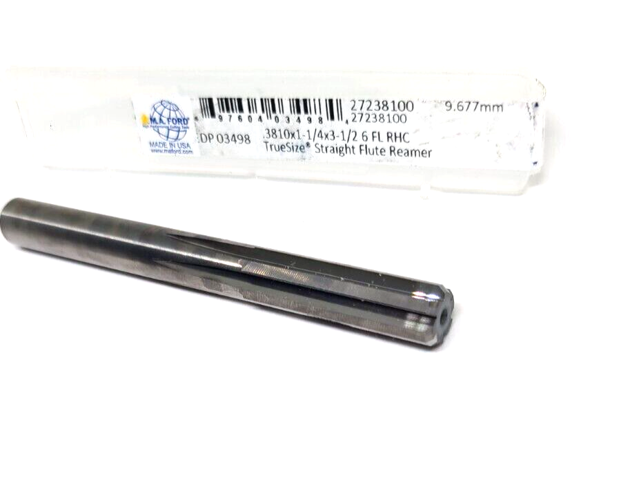 MA M.A. Ford 3/8" 6 Flute RHC Straight Flute Solid Carbide Reamer