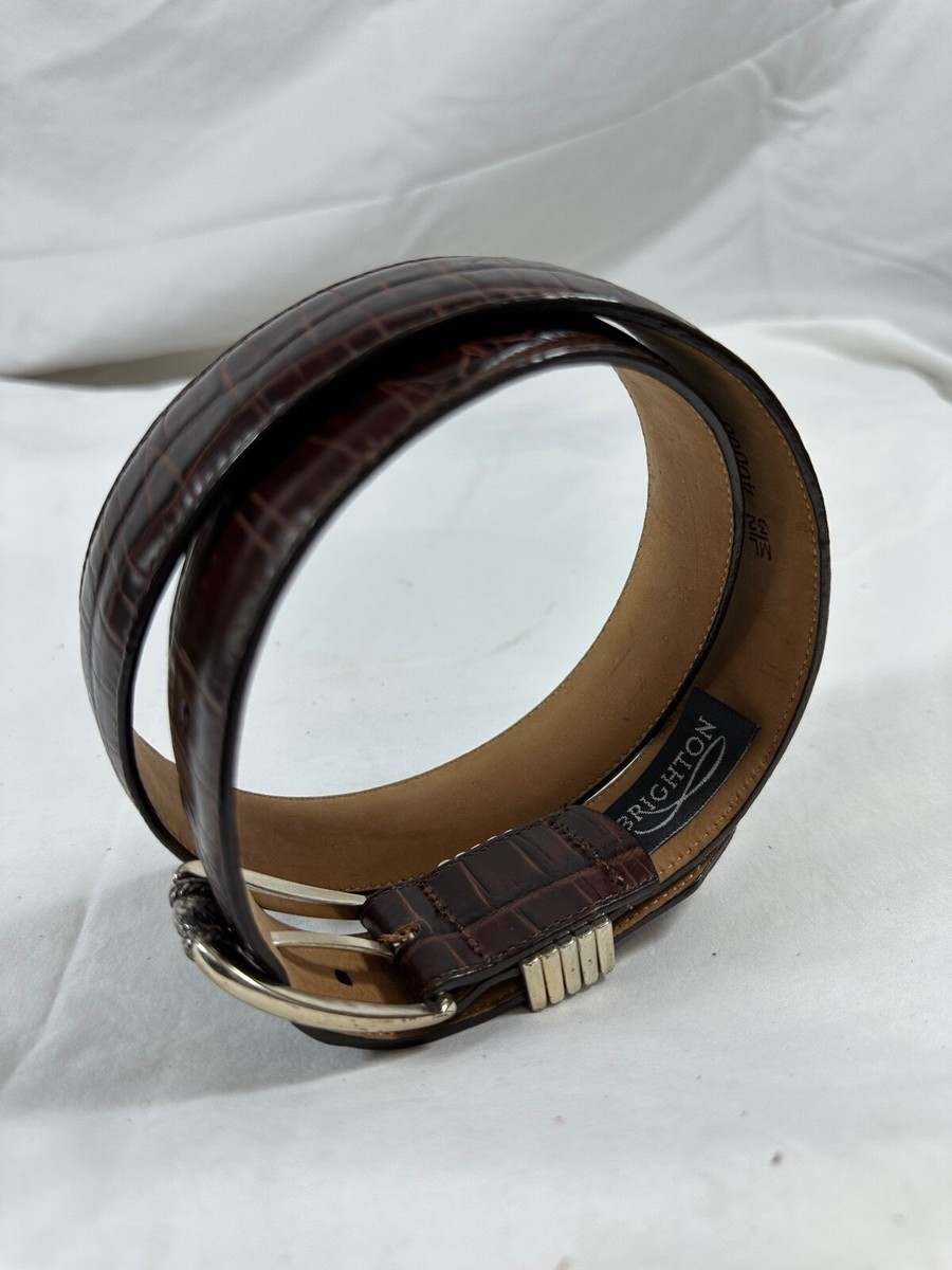 Vintage Brighton brown leather belt with croc pattern 32  display picture 3