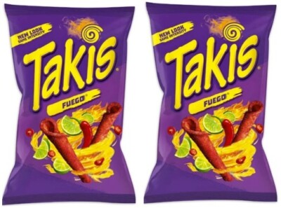 913387 2 X 280G PACKET TAKIS FUEGO HOT CHILLI PEPPER & TIME TORTILLA CHIPS SPICY