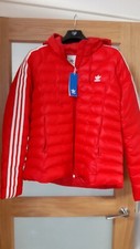 Red& White Adidas Originals Puffer Style Coat Size 20.would Fit Size 16 Better