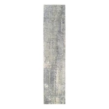 2'6" x 11'8" WoolSilk Abstract with Mosaic Design Hand Knotted Runner Rug R62690