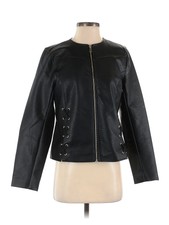 Colleen Lopez Women Black Faux Leather Jacket Xs