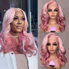 Peluca frontal de encaje rosa ombre 13X4 Remy cabello humano corta onda suelta peluca frontal