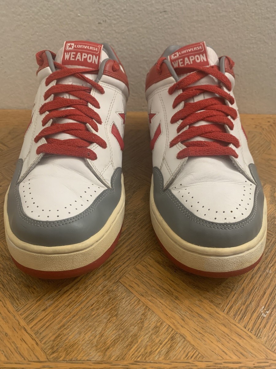 Vtg Converse Weapon Ox style# 1j597 White Gray Red Men's Sz