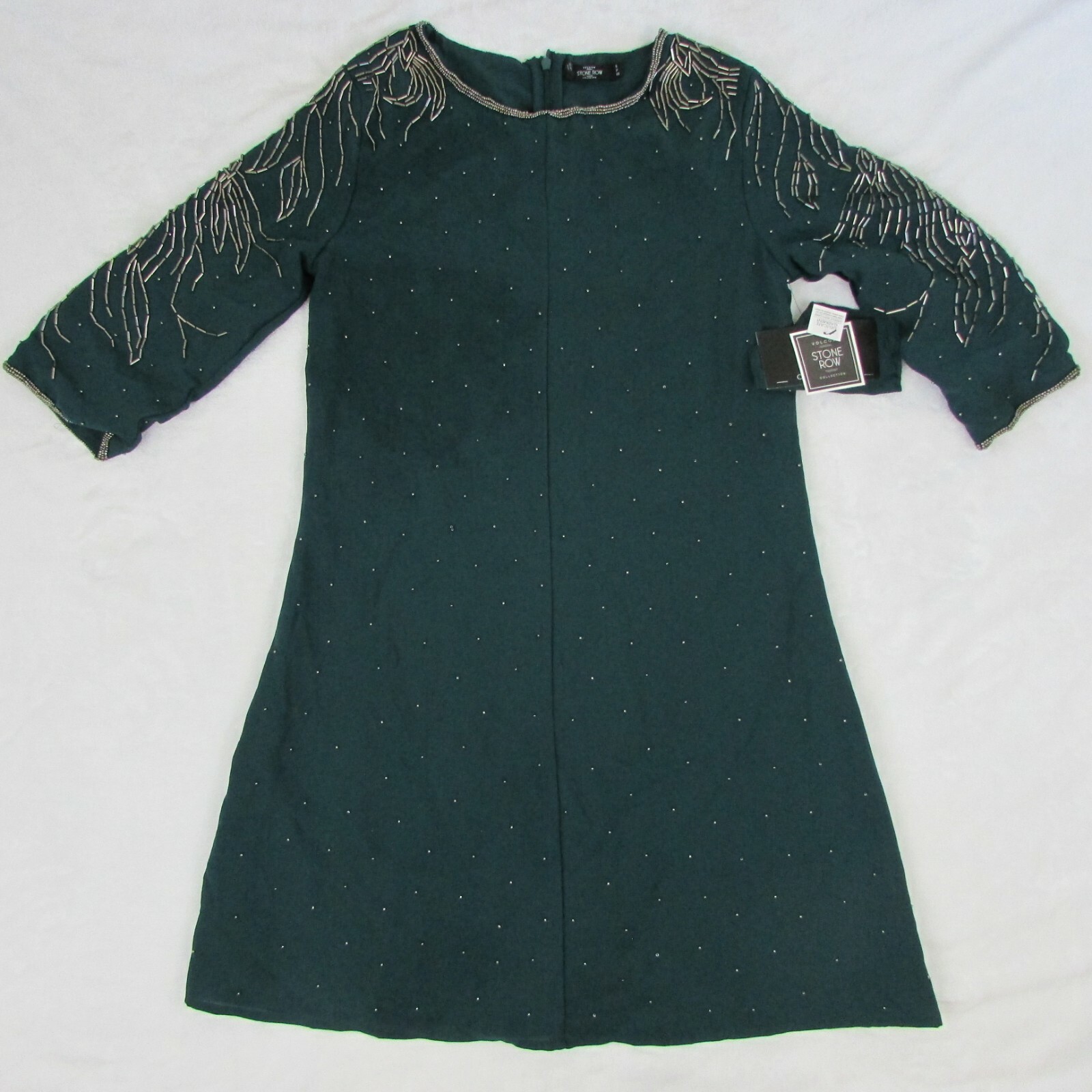 FILA Women's Volcom Stone Row Mini Dress Short Sleeve Dark Green Metal Accents Size S