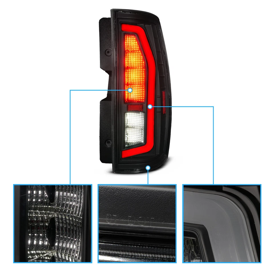 2007-2014 For GMC Yukon/Yukon XL Chevy Tahoe/Suburban C LED Black Tail Lights - Image 4 of 4