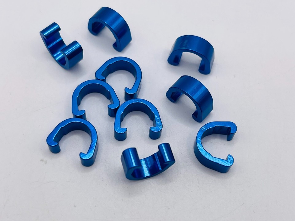 10 Pcs Blue Aluminum Alloy Bike Cable C-clips Brake Cable Housing Clip ...