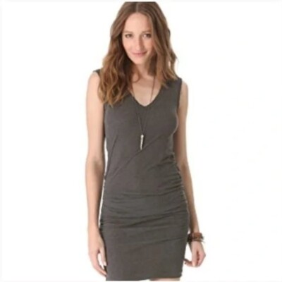 James Perse Grey Sleeveless Ruched Bodycon Dress Size