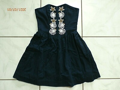 Lilly Pulitzer Mayfield Dress Navy Blue Starfish Seashells Sz 0 Corset Lined E79