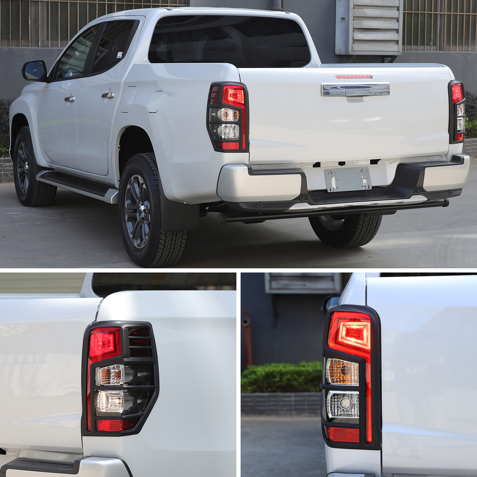 Black Rear Tail Light Guards Covers Trim For Mitsubishi L200 Triton 2019-2023
