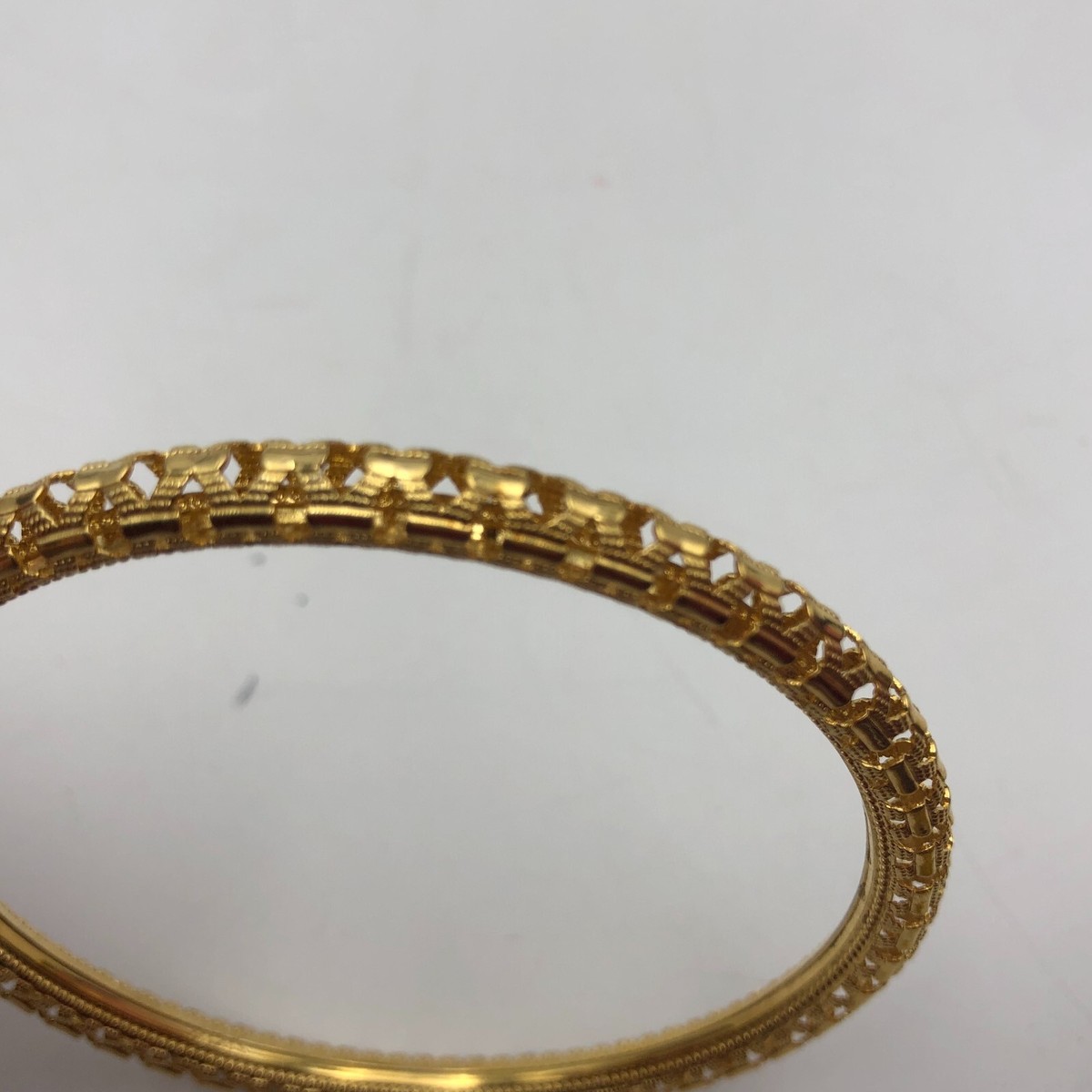 JBK Jacqueline Kennedy Gold Tone Open Work Textured Hollow Bangle Bracelet View 5