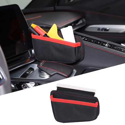 Red Driver's Seat Gear Shift Side Storage Bag Trim Fit For Corvette C8 2020-2023