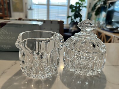 Gorham Cut Crystal Cream and Sugar Set C185 Full Lead Crystal Althea