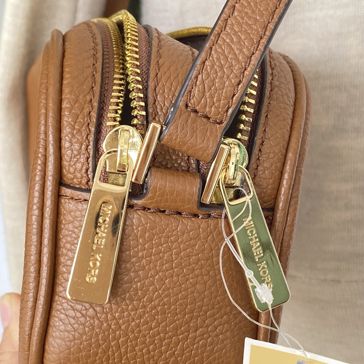 MICHAEL KORS Fulton Double Zip Leather Crossbody Bag | eBay