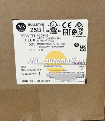 25B-D037N114 Allen Bradley ''Factory Sealed-2022'' Catalog 25B-D037N114 Ser A