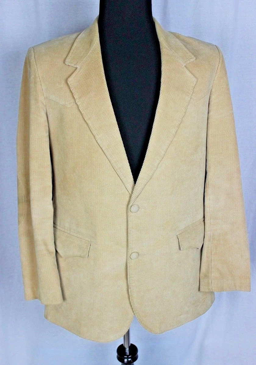 Mens Western Corduroy Sportcoat Blazer Jacket Elbow Patches 42L JC