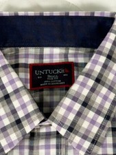 NWT UNTUCKit Slim Fit Long Sleeve Shirt Mens Small Button Up Checkered Cotton