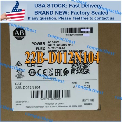 Allen Bradley 22B-D012N104 AB PowerFlex 40 12A 7.5HP AC Drive 22B D012N104