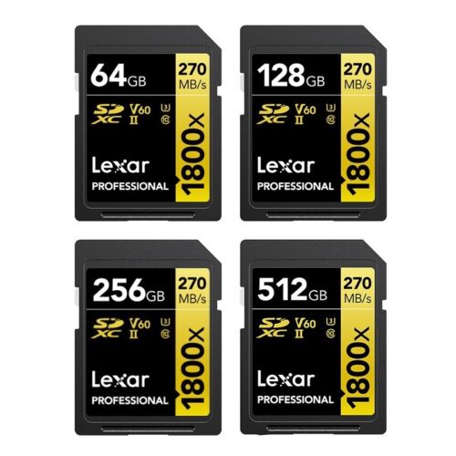 Lexar Professional 1800x 64GB 128GB 256GB 512GB 1TB SD Card UHS-II V60 C10 U3 - Picture 2 of 32